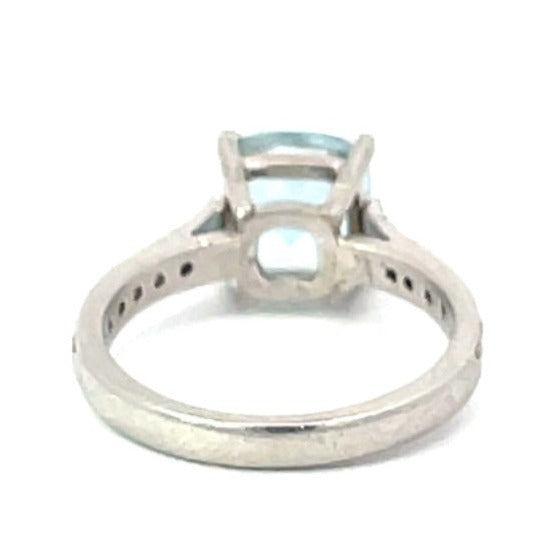 Front view of 1.54ct Natural Aquamarine Engagement Ring, Platinum
