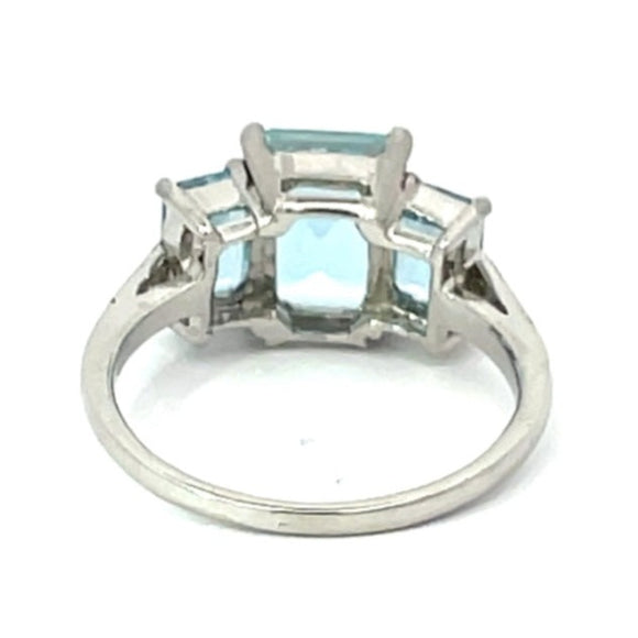 Front view of 1.86ct Step Cut Aquamarine Engagement Ring, Platinum