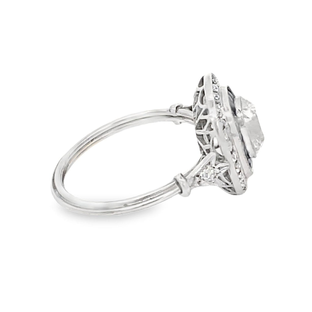 Side view of 1.07ct Antique Cushion Cut Diamond Engagement Ring
