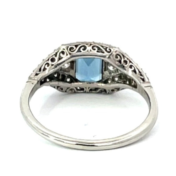 Front view of 0.89ct Emerald Cut Aquamarine Engagement Ring, Platinum
