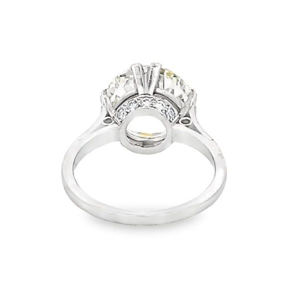 Front view of Antique 5.21ct Old European Diamond Solitaire Ring, VS1 Clarity, Platinum