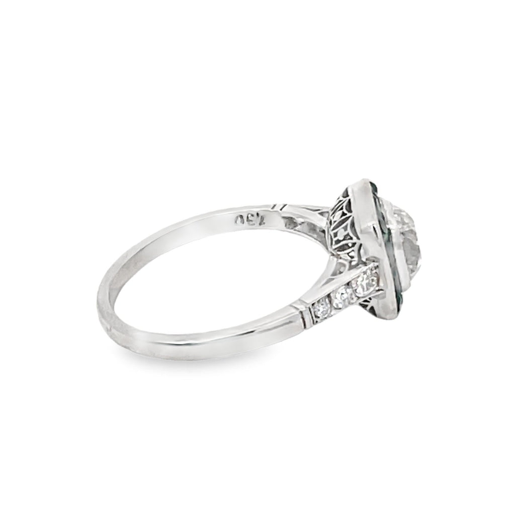 Side view of 1.30ct Antique Cushion Cut Diamond Engagement Ring
