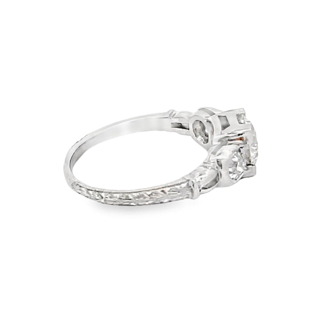 Side view of GIA 1.09ct Old European Cut Diamond Engagement Ring