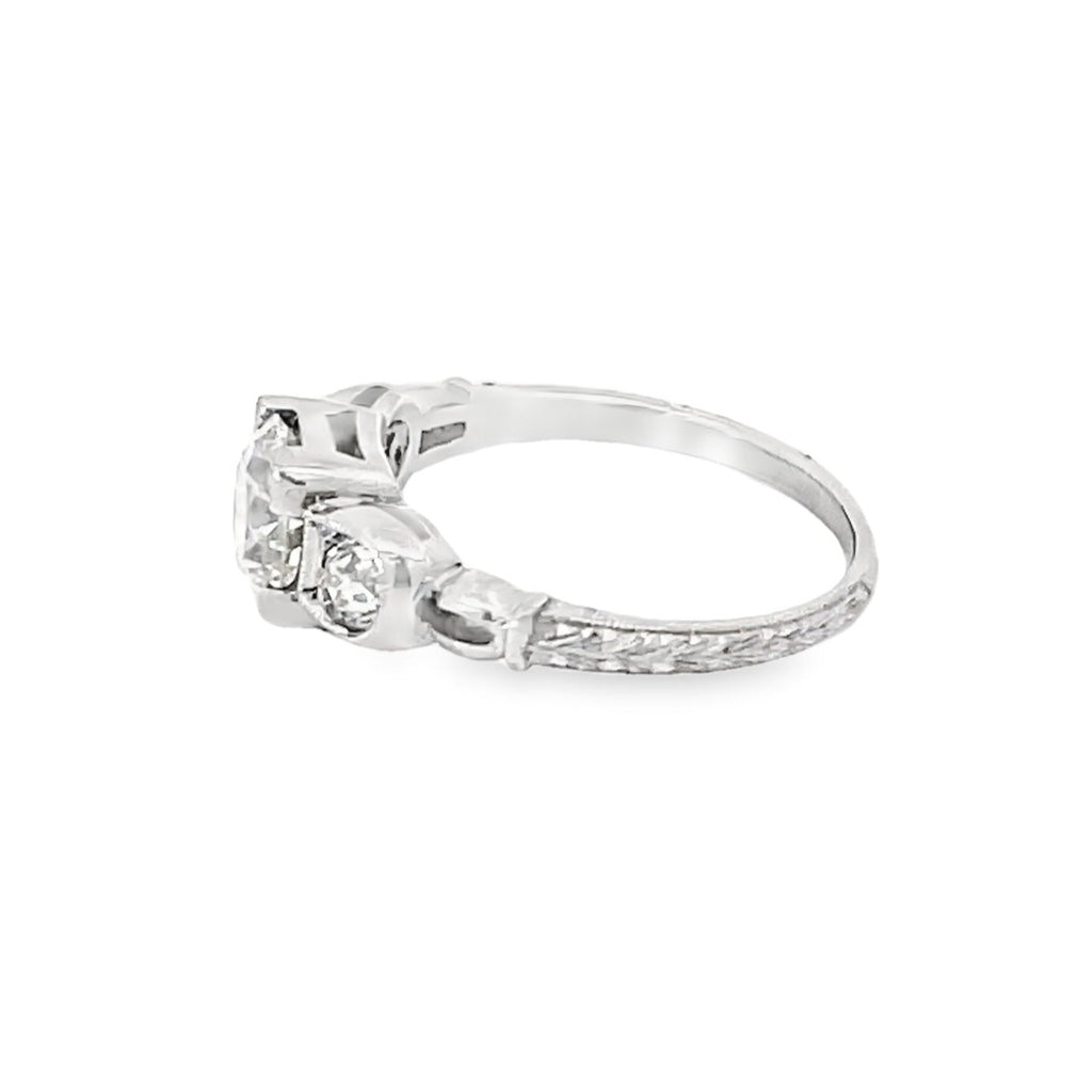 Side view of GIA 1.09ct Old European Cut Diamond Engagement Ring