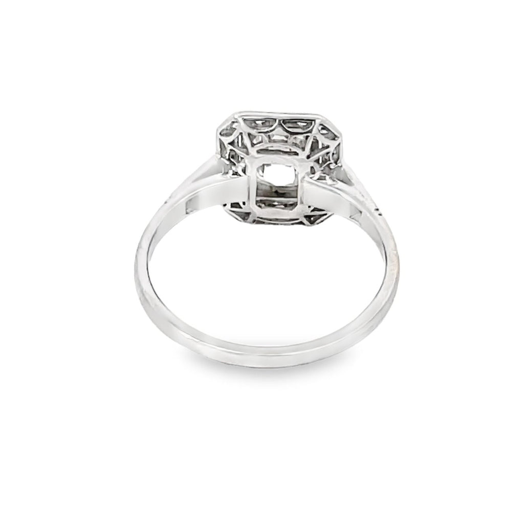 Back view of GIA 1.03ct Antique Cushion Cut Diamond Engagement Ring