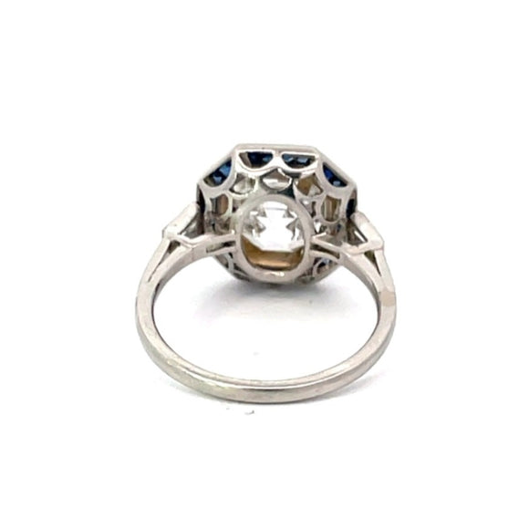 Front view of Antique Asscher Cut Diamond Engagement Ring