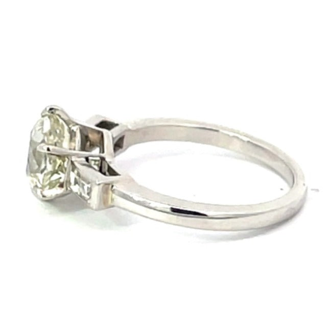 Side view of Vintage 2.14ct Old European Cut Diamond Engagement Ring, VS1 Clarity, Platinum