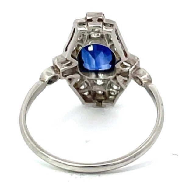 Back view of 1.20ct Cushion Cut Natural Sapphire Cocktail Ring, Platinum