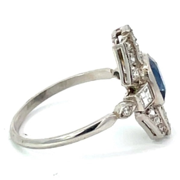 Side view of 1.20ct Cushion Cut Natural Sapphire Cocktail Ring, Platinum