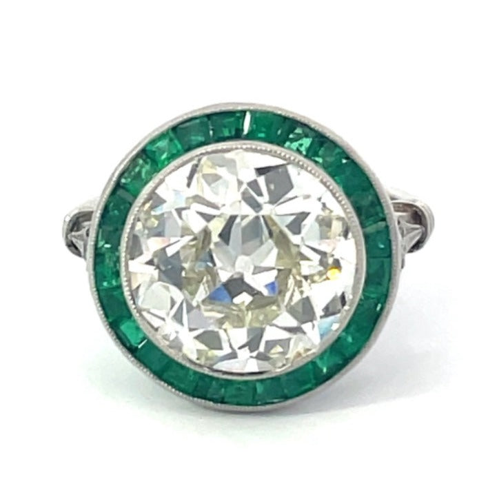 Front view of 5.91ct Old European Cut Diamond Platinum Engagement Ring