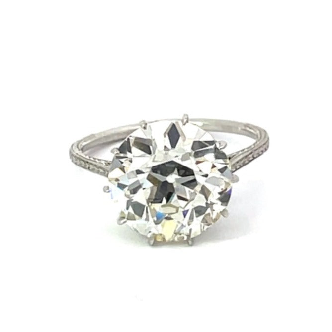 Front view of Antique 5.81ct Old European Cut Diamond Engagement Ring