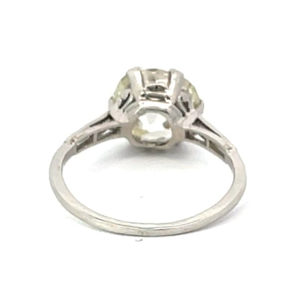 Front view of Antique 3.90ct Old Mine Cut Diamond Engagement Ring, Platinum, Solitaire