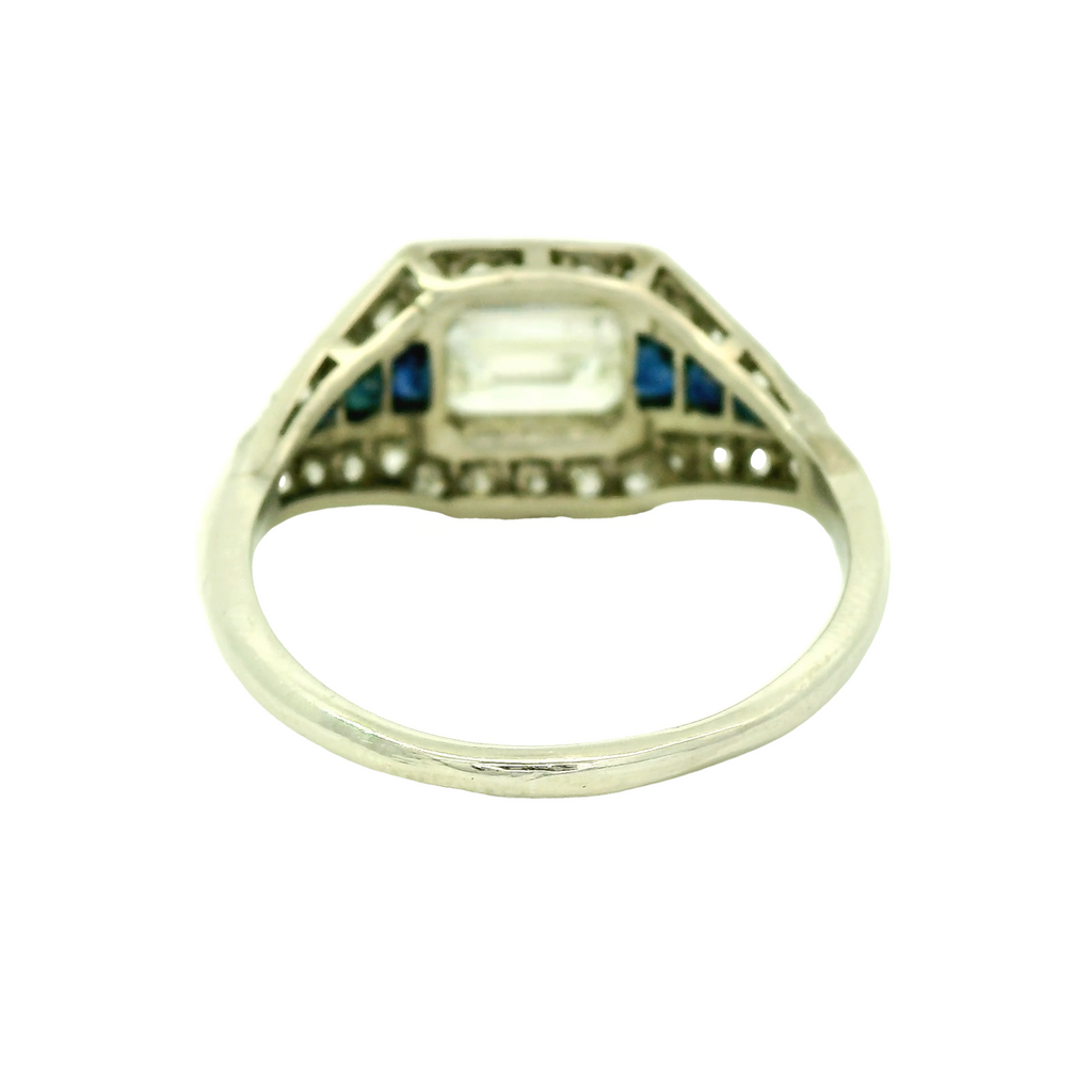 Back view of Vintage 1.15ct Emerald Cut Diamond Engagement Ring