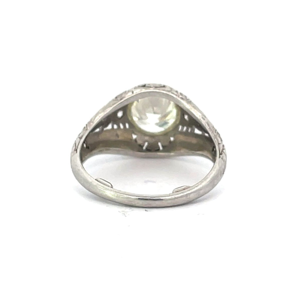 Back view of Antique 1.73ct Old European Cut Diamond Engagement Ring, VS1 Clarity, Platinum, Circa 1925