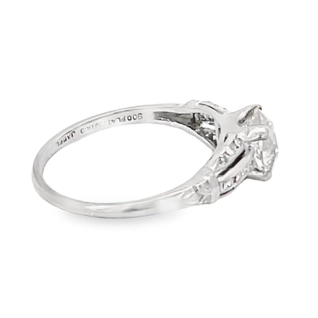 Side view of Vintage 1.07ct Old European Cut Diamond Engagement Ring
