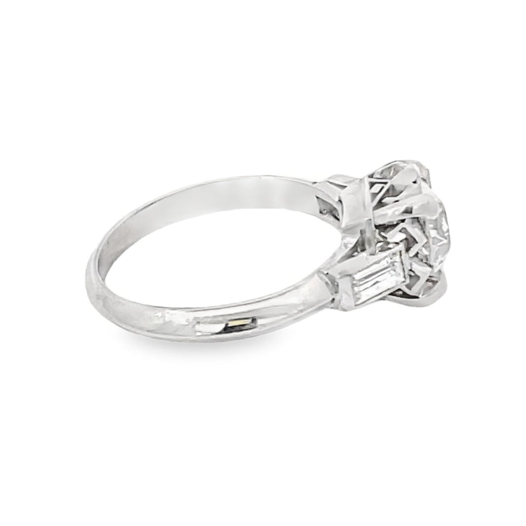 Side view of Vintage GIA 1.06ct Old European Cut Diamond Engagement Ring