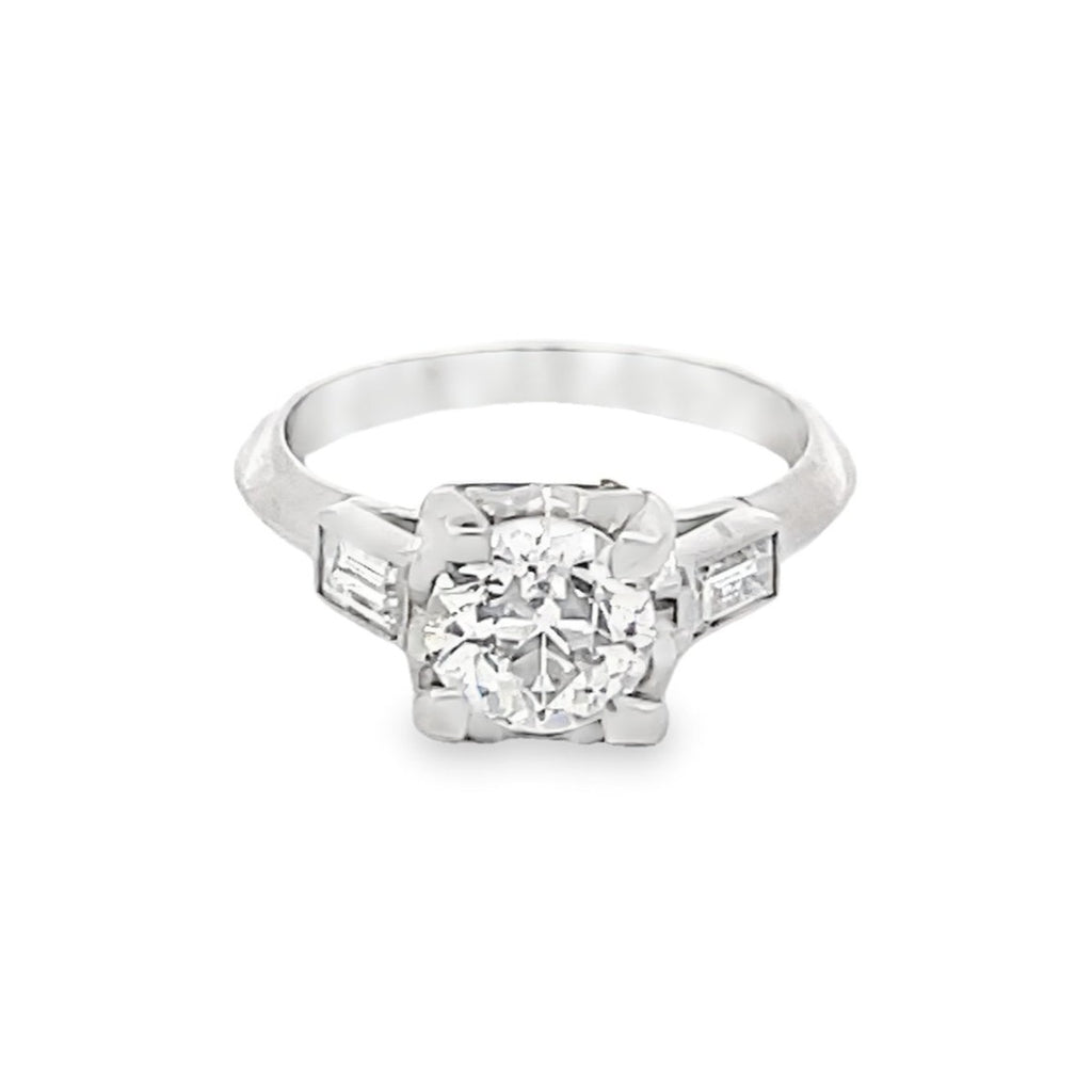 Front view of Vintage GIA 1.06ct Old European Cut Diamond Engagement Ring
