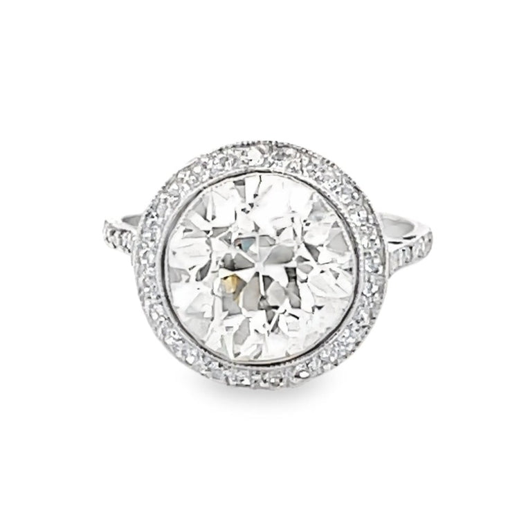 Front view of 4.37ct Old European Cut Diamond Engagement Ring
