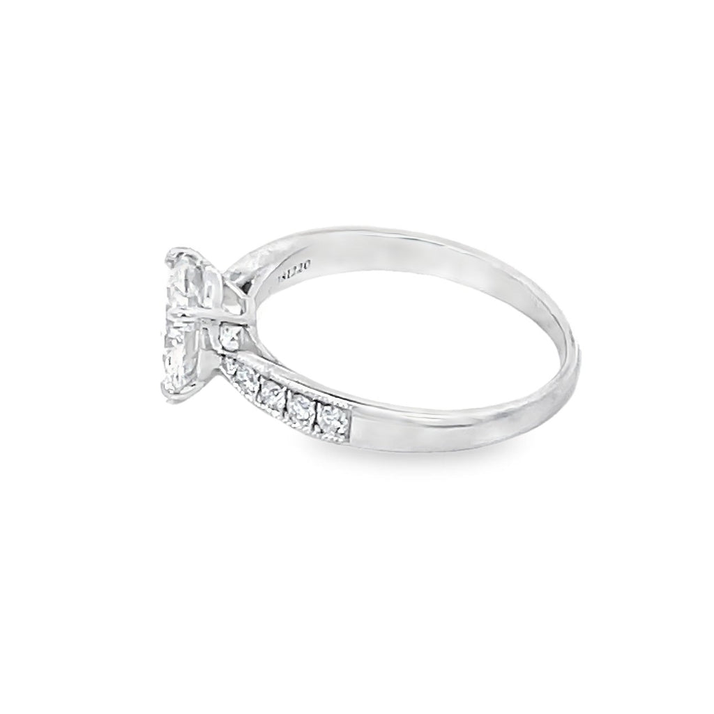 Side view of Tiffany & Co. GIA 1.10ct Round Brilliant Cut Diamond Engagement Ring