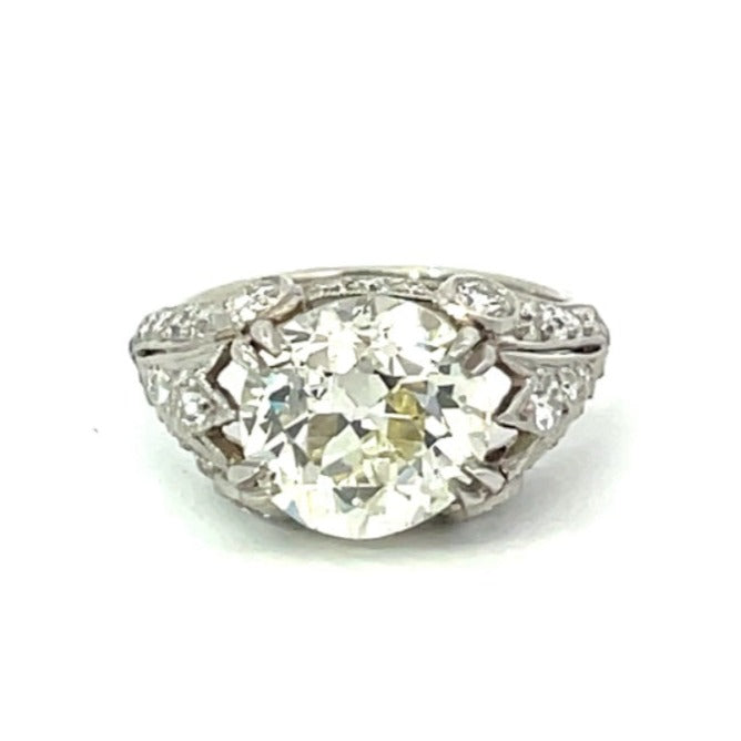 Front view of 4.22ct Old European Cut Diamond Engagement Ring