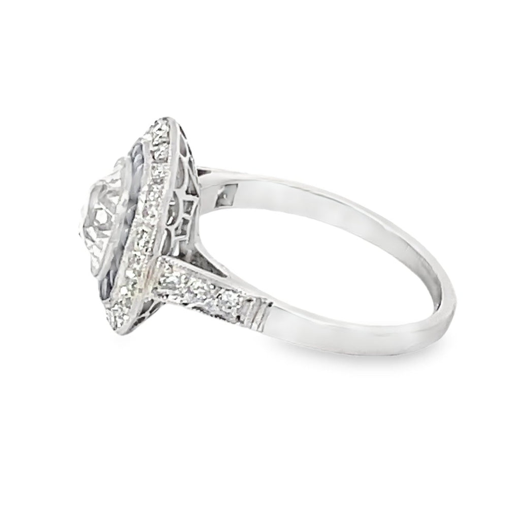 Side view of 1.30ct Old European Cut Antique Diamond Engagement Ring