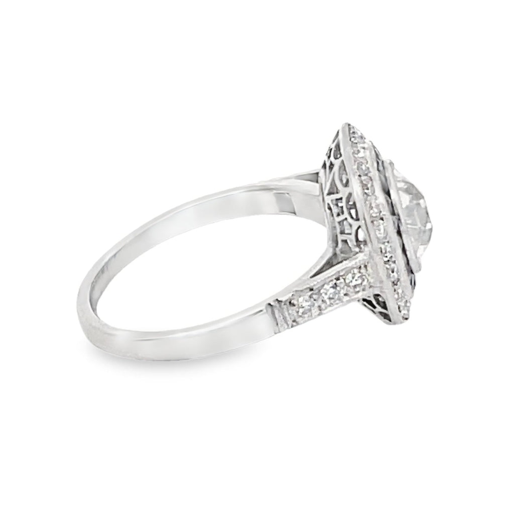 Side view of 1.30ct Old European Cut Antique Diamond Engagement Ring