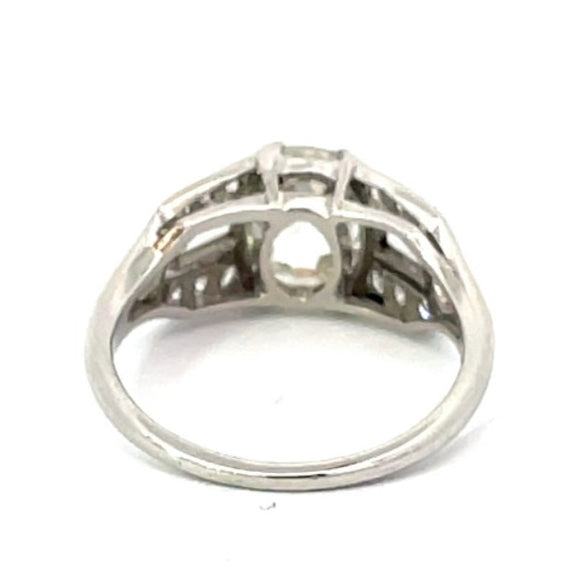Front view of Antique 2.26ct Old European Cut Diamond Engagement Ring, VS1 Clarity, Platinum
