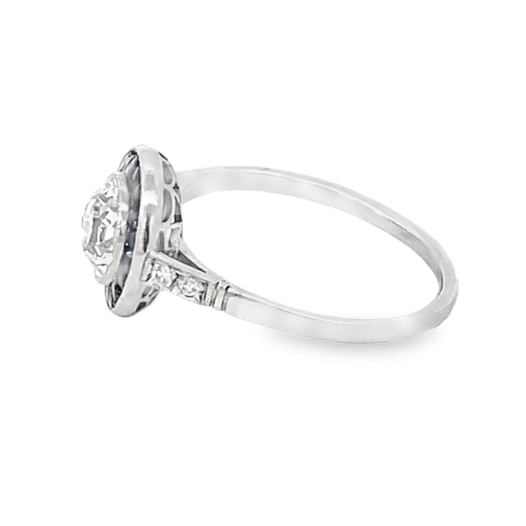 Side view of 1.02ct Old European Cut Diamond Engagement Ring