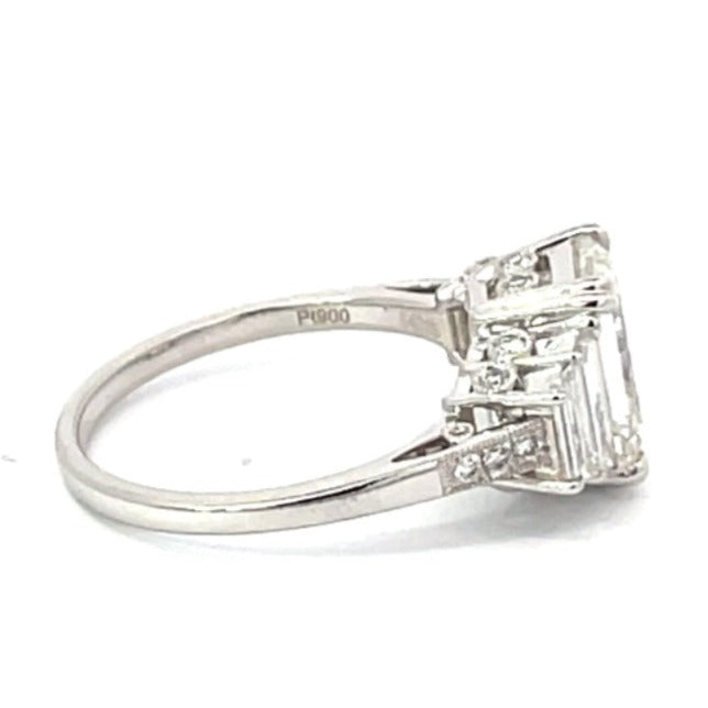 Side view of GIA 2.50ct Emerald-Cut Diamond Engagement Ring, H Color, VS1 Clarity, Platinum