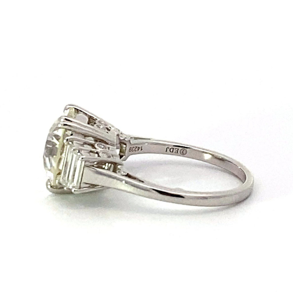 Side view of GIA 4.26ct Old European Cut Diamond Engagement Ring, VS1 Clarity, Platinum
