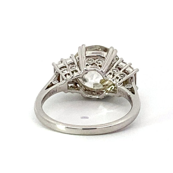 Front view of GIA 4.26ct Old European Cut Diamond Engagement Ring, VS1 Clarity, Platinum