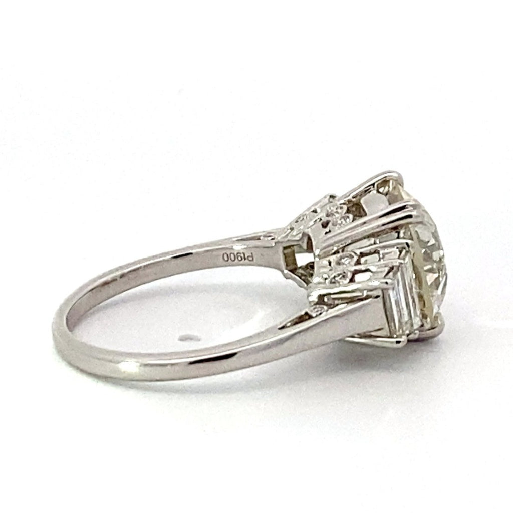 Side view of GIA 4.26ct Old European Cut Diamond Engagement Ring, VS1 Clarity, Platinum
