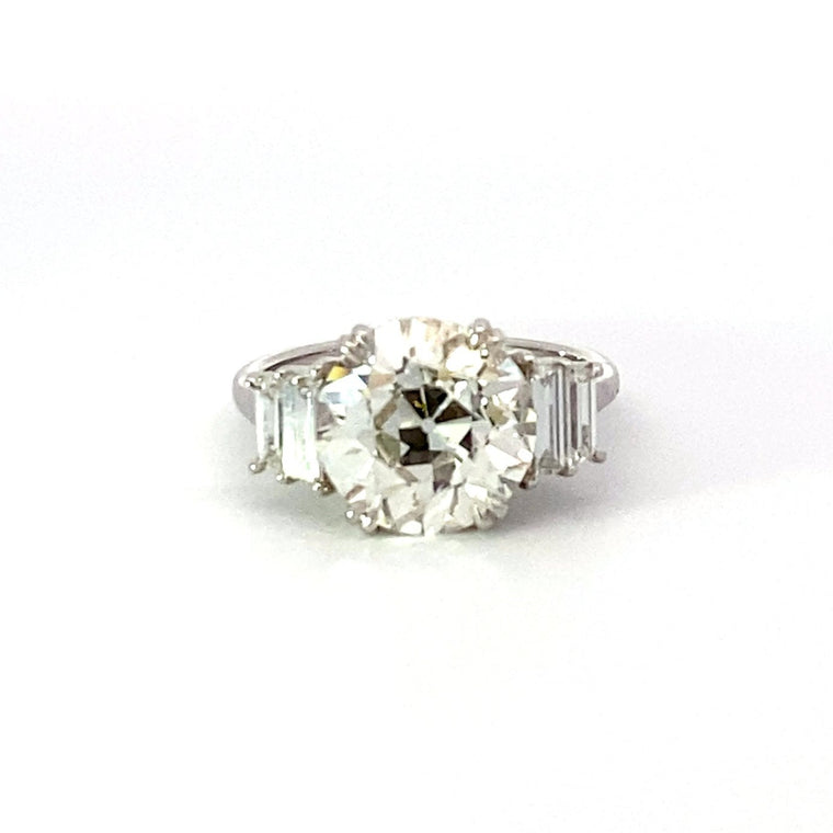 Front view of GIA 4.26ct Old European Cut Diamond Engagement Ring, VS1 Clarity, Platinum