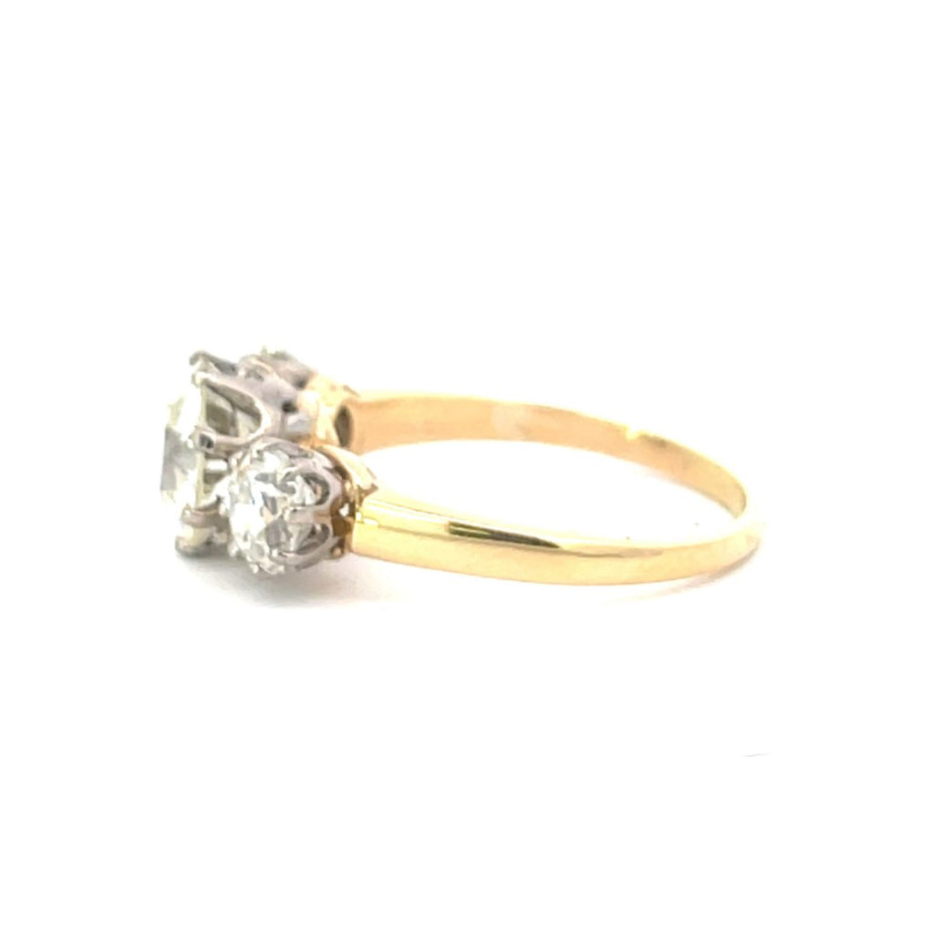 Side view of Antique 1.88ct Old European Cut Diamond Engagement Ring, VS1 Clarity, Platinum & 18k Yellow Gold