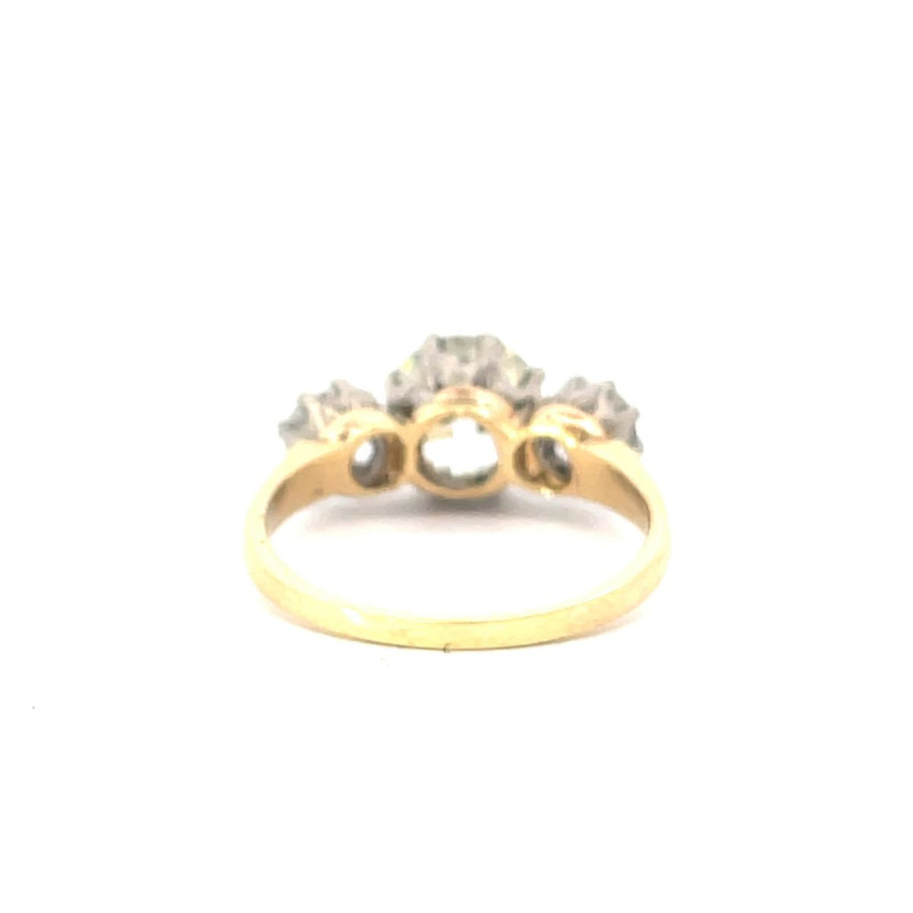 Back view of Antique 1.88ct Old European Cut Diamond Engagement Ring, VS1 Clarity, Platinum & 18k Yellow Gold