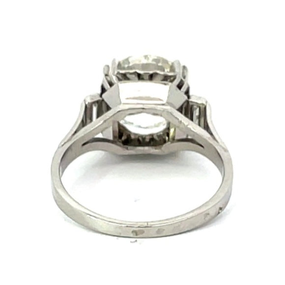 Front view of Vintage 3.65ct Old European Cut Diamond Engagement Ring