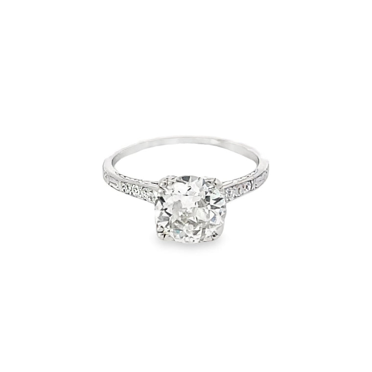 Front view of Antique 1.64ct Old European Cut Diamond Engagement Ring