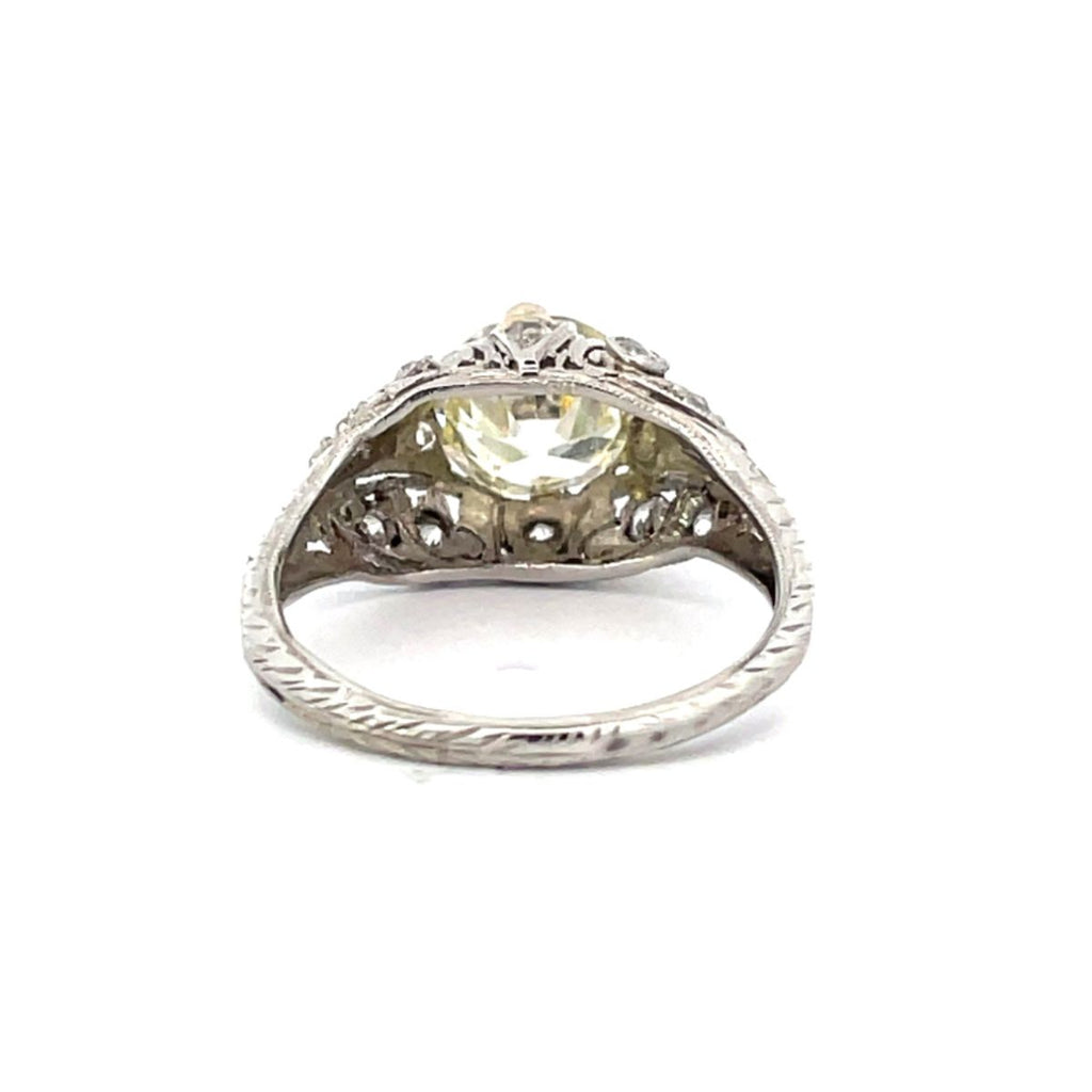 Back view of Vintage 1.90ct Old European Cut Diamond Engagement Ring, VS1 Clarity, Platinum