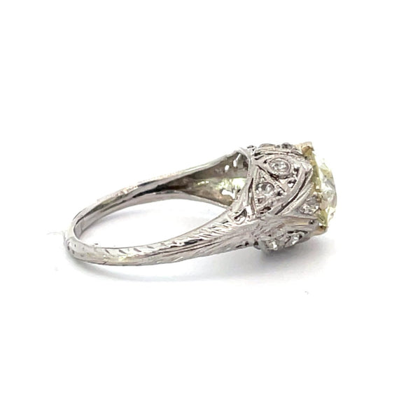 Front view of Vintage 1.90ct Old European Cut Diamond Engagement Ring, VS1 Clarity, Platinum