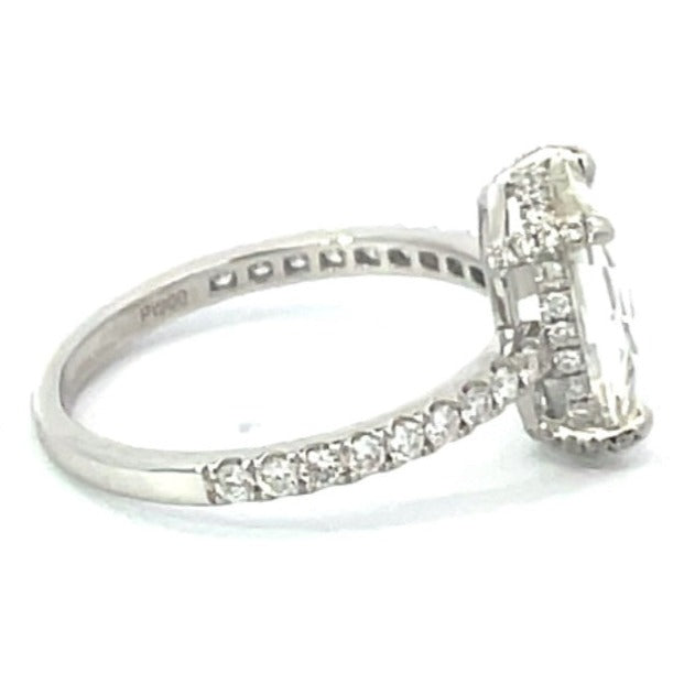 Side view of GIA 2.16ct Rose Cut Diamond Engagement Ring, H color, Platinum