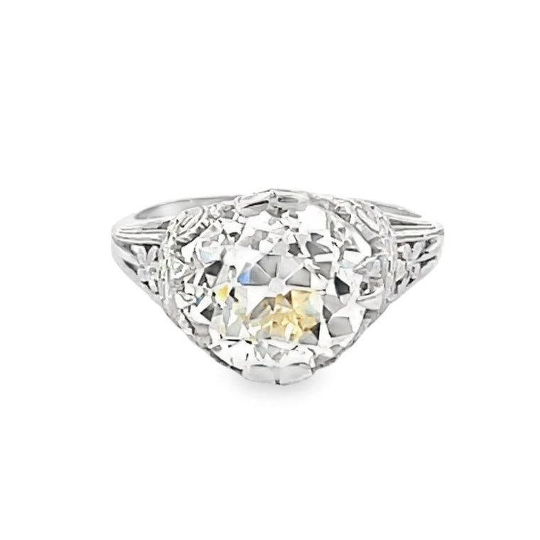 Front view of Antique 5.03ct Old European Cut Diamond Engagement Ring