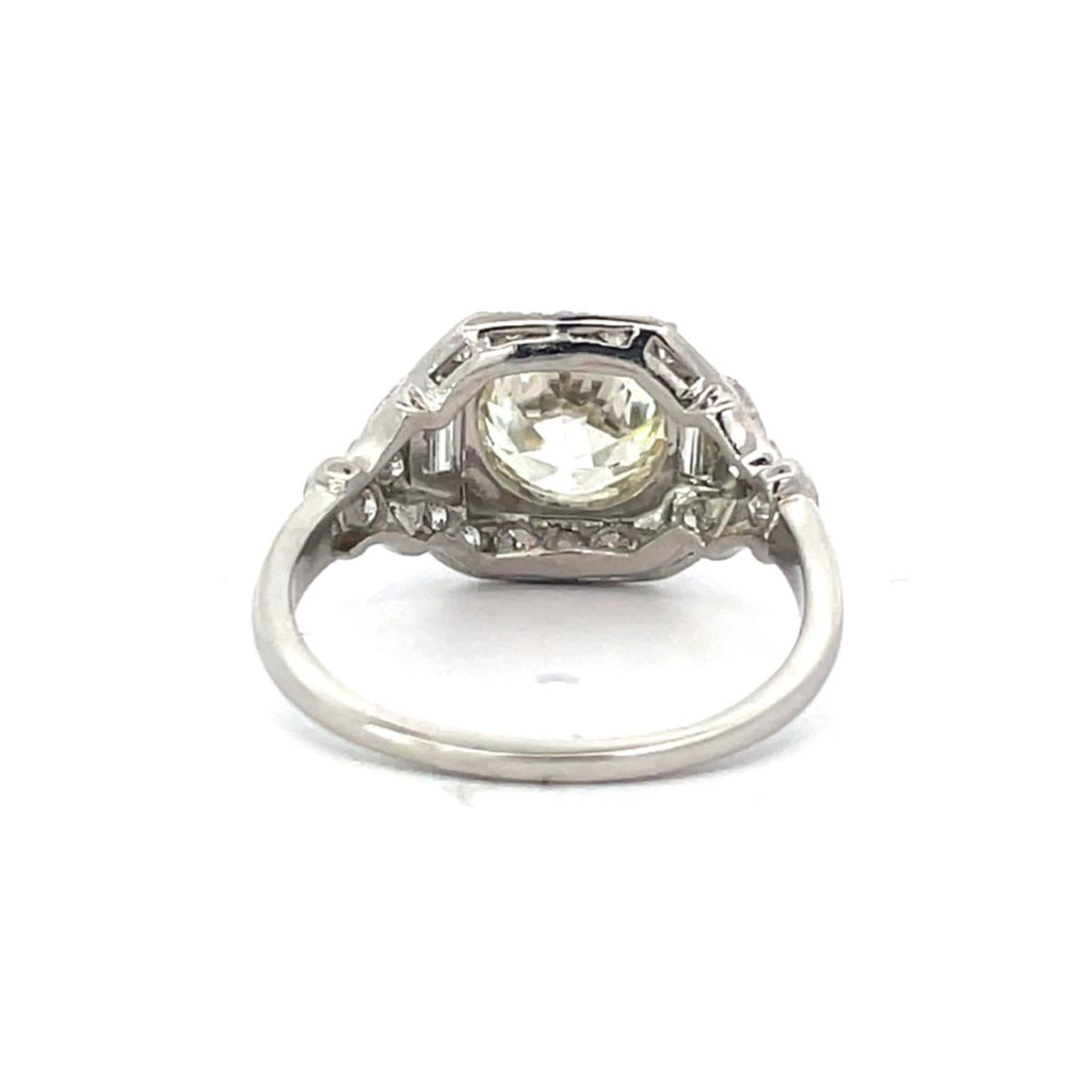 Back view of Antique 2.08ct Old European Cut Diamond Engagement Ring, VS1 Clarity, Platinum