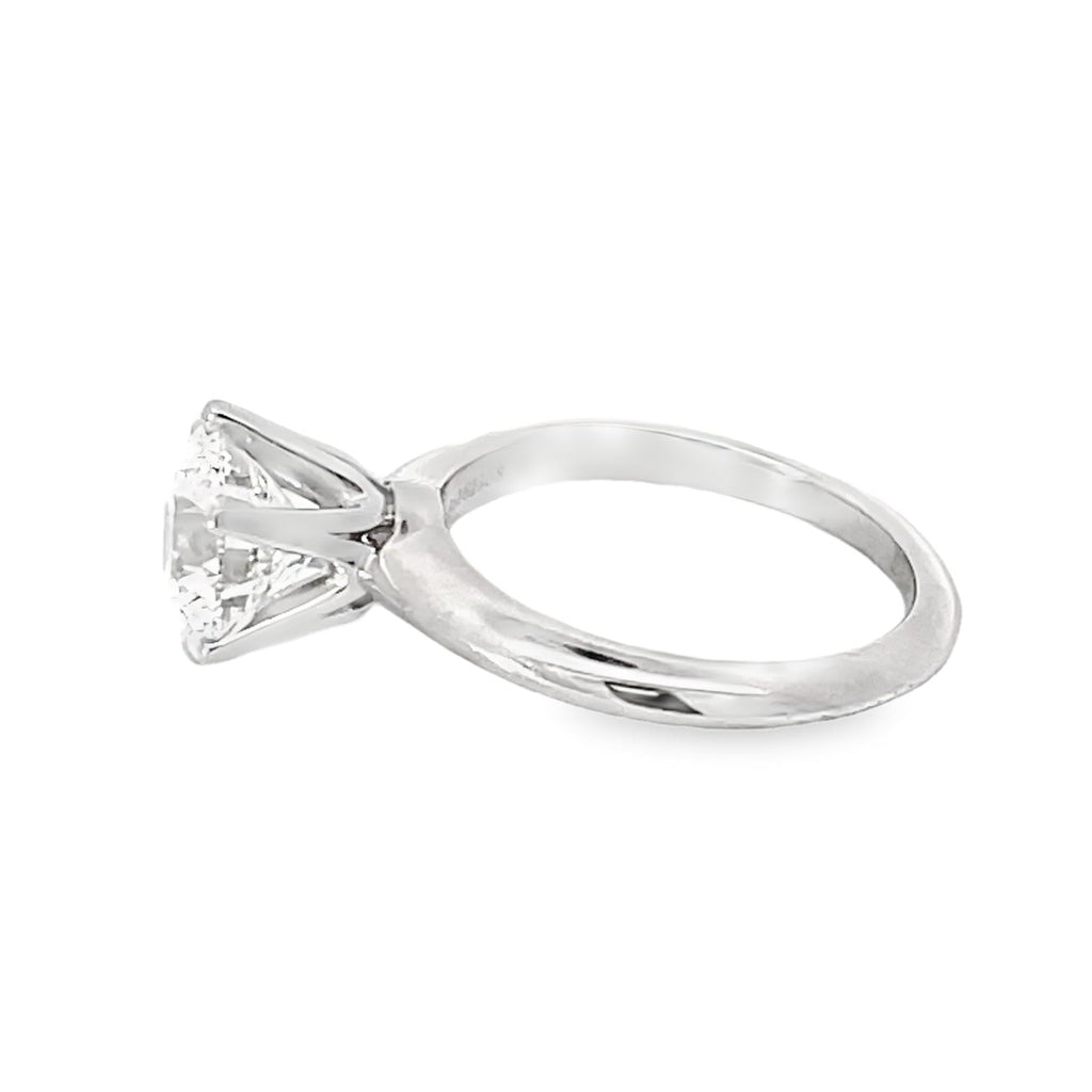 Side view of Tiffany & Co. GIA 2.33ct Round Brilliant Cut Diamond Engagement Ring
