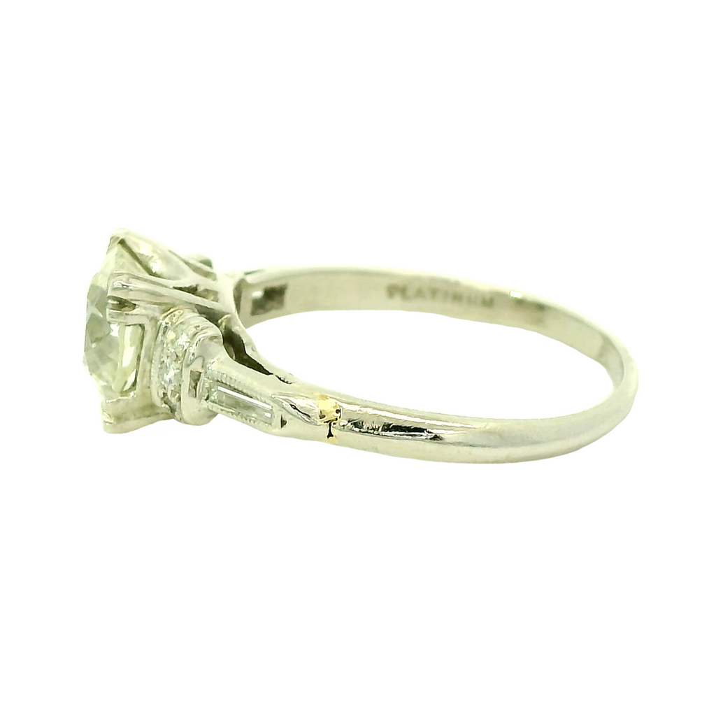 Side view of Antique 1.19ct Old European Cut Diamond Engagement Ring