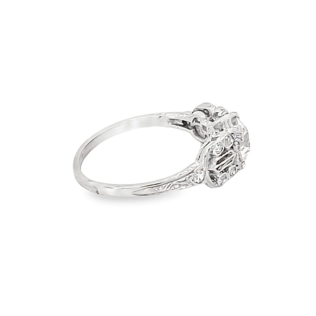 Side view of Antique 1.06ct Old European Cut Diamond Engagement Ring