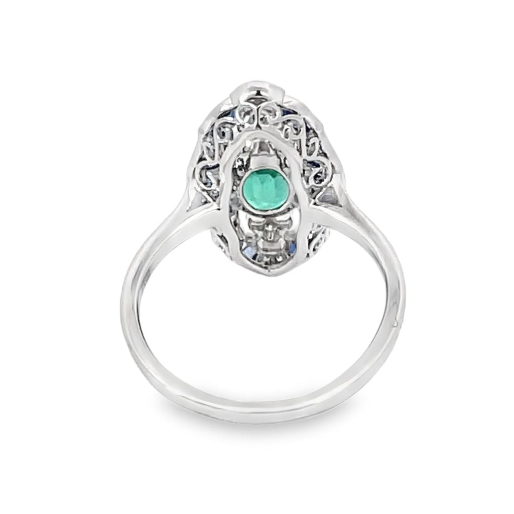 Back view of  1.03ct Oval Cut Natural Emerald Cocktail Ring