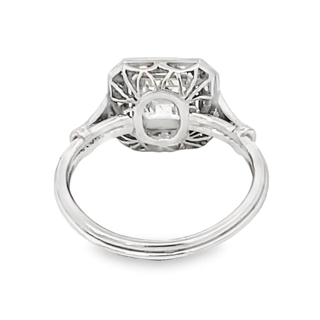 Back view of GIA 1.01ct Asscher Cut Diamond Engagement Ring