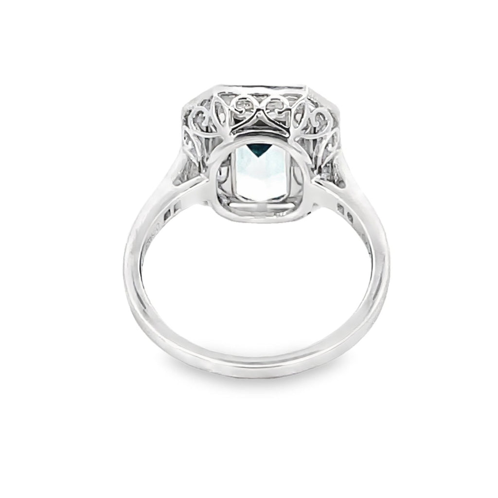 Back view of 2.80ct Emerald Cut Aquamarine Cocktail Ring