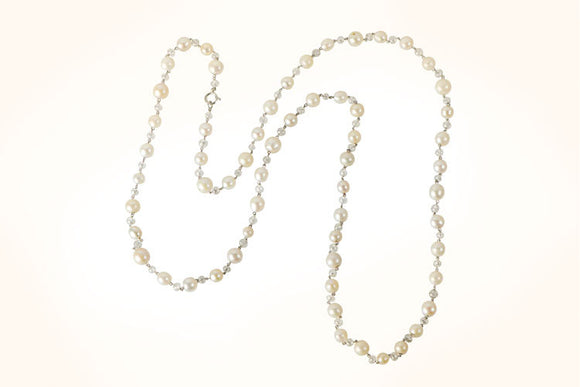 Natural Pearl and Diamond Necklace