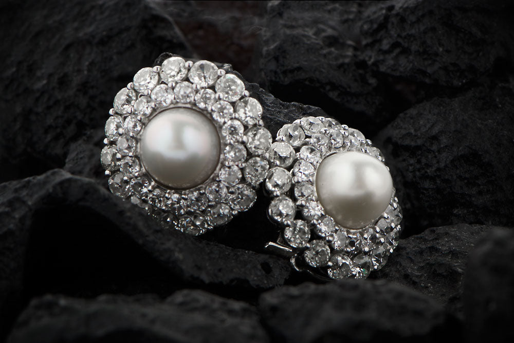 Art Deco Natural Pearl & Diamond Earrings c.1930 | BADA